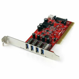 StarTech.com Tarjeta Adaptador PCI USB 3.0 5Gbps 4 Puertos Rojo