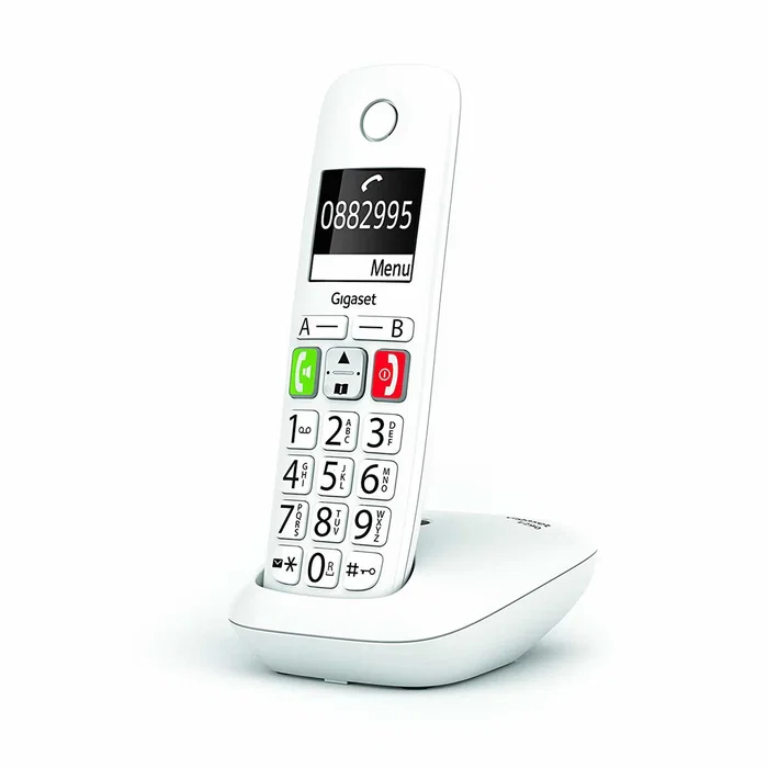 Gigaset E290 Teléfono Fijo Inalámbrico DECT/Analógico con Identificador de Llamadas, Teclas Grandes, Pantalla Alta Legibilidad, 150 Números, 21 Tonos, Color Blanco
