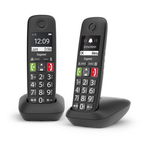 Gigaset L36852-H2901-D201 Teléfono DECT/analógico Duo Inalámbrico con Identificador de Llamadas Negro Gigaset L36852-H2901-D201 Teléfono DECT/analógico Duo Inalámbrico con Identificador de Llamadas Negro