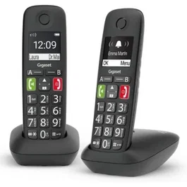 Gigaset E290/ Pack DUO Teléfono Inalámbrico Negro con Pantalla Grande y Teclas Grandes