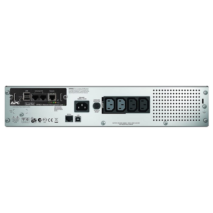 APC SMT750RMI2UNC SAI Smart-UPS Rack 2HE 750VA/500W con Tarjeta de Red - Regulador Interactivo con Batería Hot-Swap
