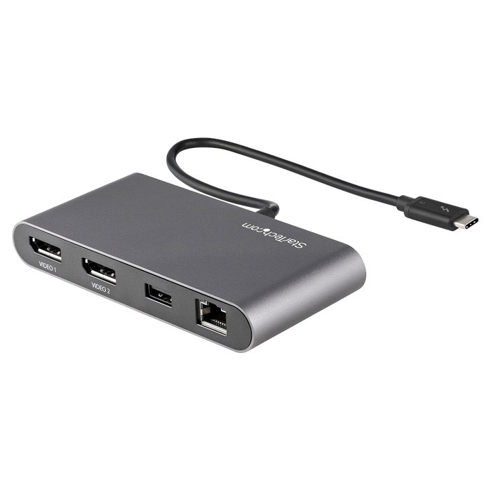 StarTech.com Docking Station Thunderbolt 3 TB3DKM2DPL con 2x DisplayPort 4K 60Hz, USB-A y Ethernet, Gris