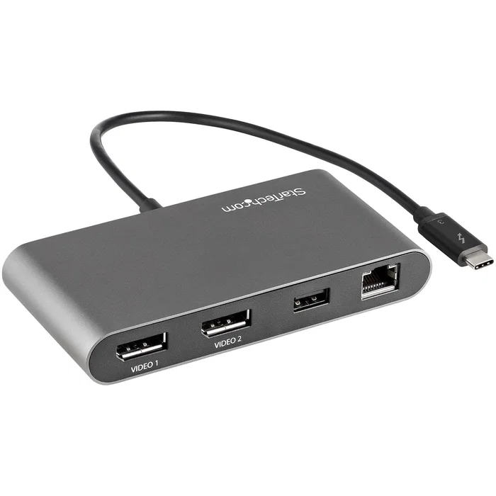 StarTech.com Docking Station Thunderbolt 3 con 2x DisplayPort 4K 60Hz, USB-A y Ethernet, Gris