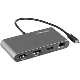 StarTech.com Mini Dock Thunderbolt 3 - Estación de Acoplamiento Portátil para 2 Monitores, DP 4K 60Hz, USB-A 5Gbps, GbE, Cable 28cm