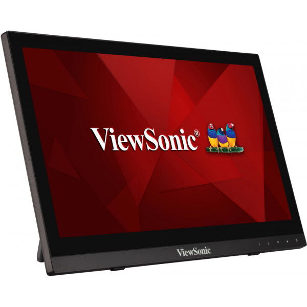 ViewSonic TD1630-3 Monitor Táctil de 16 Pulgadas (15.6" Visibles) LCD TN 10 Puntos Táctil Capacitivo 1366x768 HDMI VGA 75Hz Altavoces Duales Soporte Ergonómico y Montaje VESA