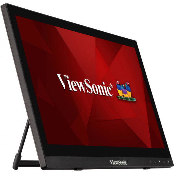 ViewSonic TD1630-3 Monitor Táctil de 16 Pulgadas (15.6" Visibles) LCD TN 10 Puntos Táctil Capacitivo 1366x768 HDMI VGA 75Hz Altavoces Duales Soporte Ergonómico y Montaje VESA