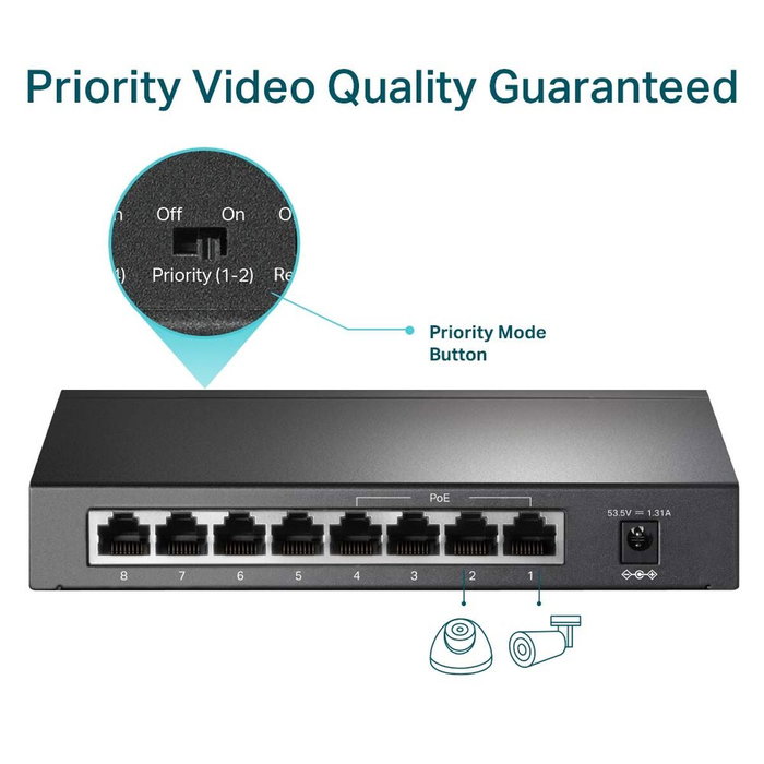 TP-Link TL-SF1008P Switch de 8 Puertos 10/100 con 4 Puertos PoE, Negro