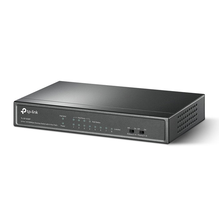TP-Link TL-SF1008P Switch de 8 Puertos 10/100 con 4 Puertos PoE, Negro