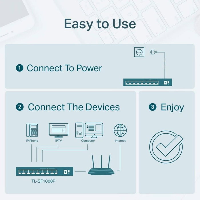 TP-Link TL-SF1008P Switch de 8 Puertos 10/100 con 4 Puertos PoE, Negro