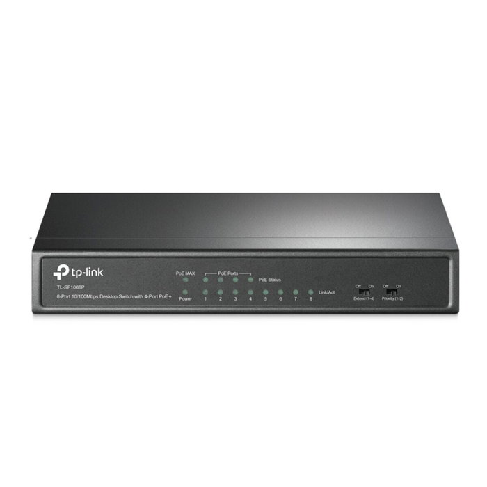 TP-Link TL-SF1008P Switch de 8 Puertos 10/100 con 4 Puertos PoE, Negro