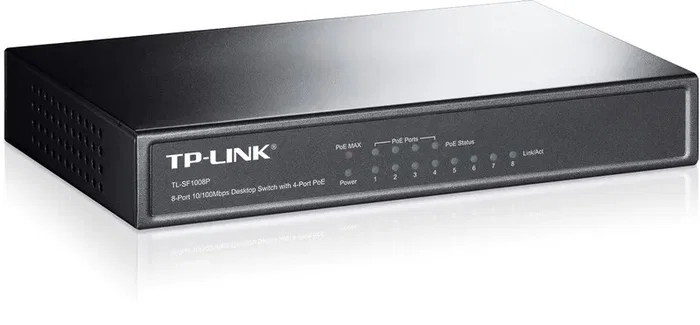 TP-Link TL-SF1008P Switch de 8 Puertos 10/100 con 4 Puertos PoE, Negro