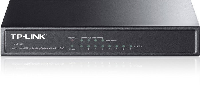 TP-Link TL-SF1008P Switch de 8 Puertos 10/100 con 4 Puertos PoE, Negro