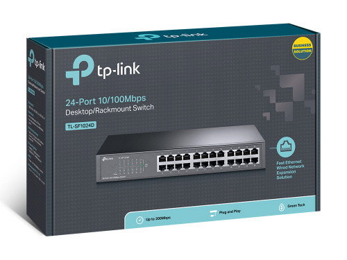 TP-LINK TL-SF1024D Switch Fast Ethernet (10/100) Negro, 24 Puertos RJ-45, Montaje en Rack