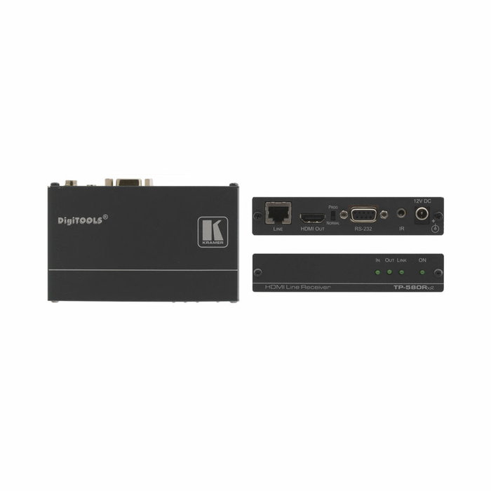 Kramer Electronics TP-580RXR Receptor AV Negro para señales HDMI y RS-232