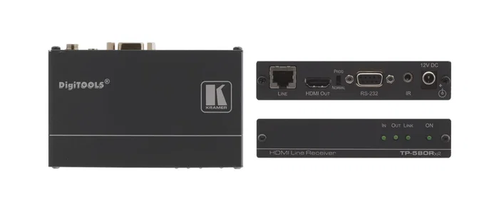 Kramer TP-580RXR Receptor Extensor HDMI/AV Audio/Video por Cable Cat6, Rango 130 m, RS-232, Negro Kramer TP-580RXR Receptor Extensor HDMI/AV Audio/Video por Cable Cat6, Rango 130 m, RS-232, Negro
