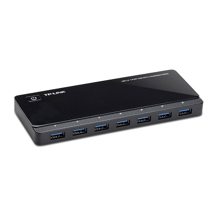 TP-Link UH720 Hub USB de 9 puertos con 2 puertos de carga rápida, Negro