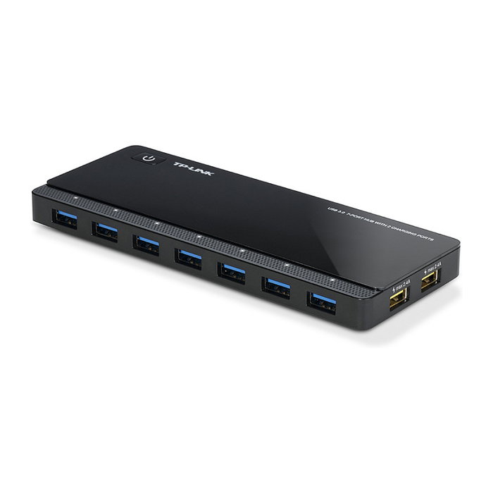 TP-Link UH720 Hub USB de 9 puertos con 2 puertos de carga rápida, Negro