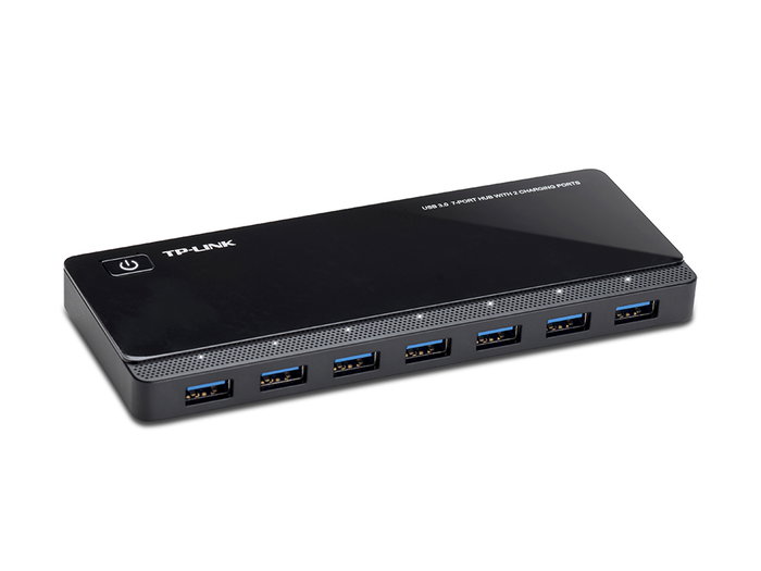 TP-Link UH720 Hub USB de 9 puertos con 2 puertos de carga rápida, Negro