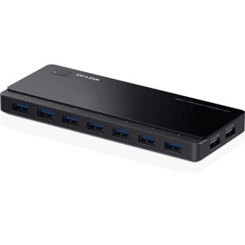 TP-Link UH720 Hub USB de 9 puertos con 2 puertos de carga rápida, Negro