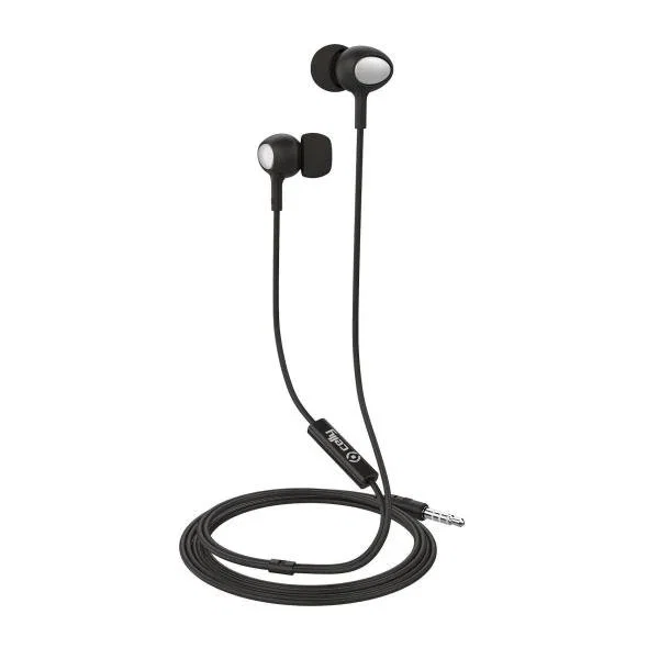 Celly UP500BK Auriculares Intraaurales Dentro de Oído Alámbricos con Micrófono para Llamadas y Música, Color Negro