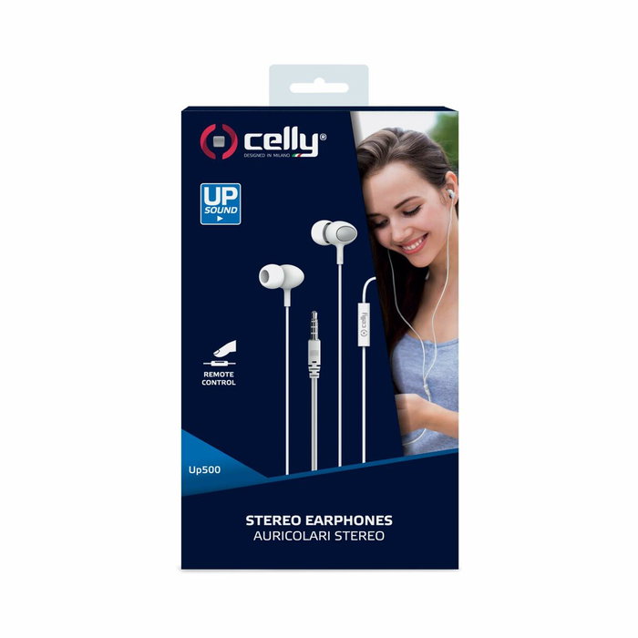 Celly UP500WH Auriculares Alámbricos Blanco con Micrófono
