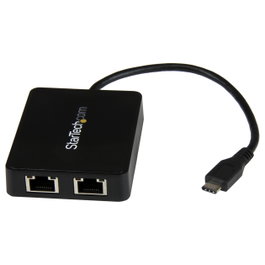 StarTech Adaptador de red USB-C con doble puerto Ethernet Gigabit y puerto USB 3.0 Tipo-A