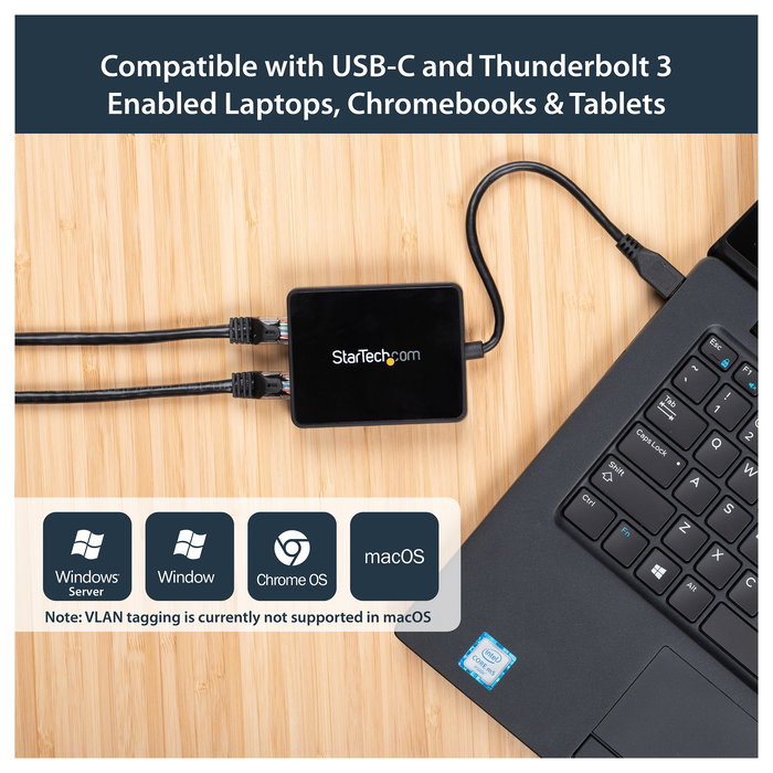 StarTech Adaptador de Red USB-C Dual-Gigabit Ethernet con Puerto USB-A - 2 Puertos RJ-45 Gigabit, USB 3.2 Gen 1, Negro