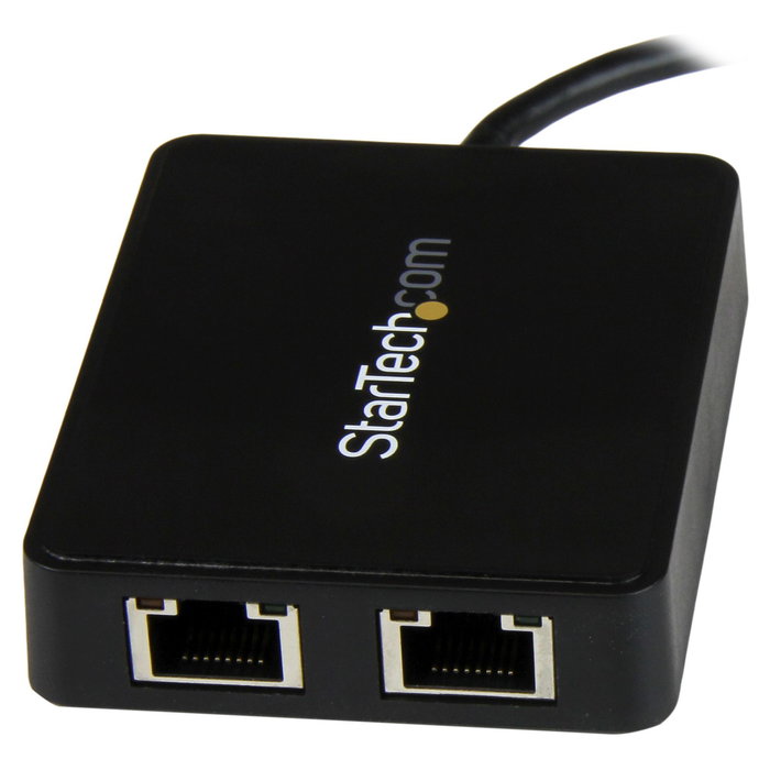 StarTech Adaptador de Red USB-C Dual-Gigabit Ethernet con Puerto USB-A - 2 Puertos RJ-45 Gigabit, USB 3.2 Gen 1, Negro