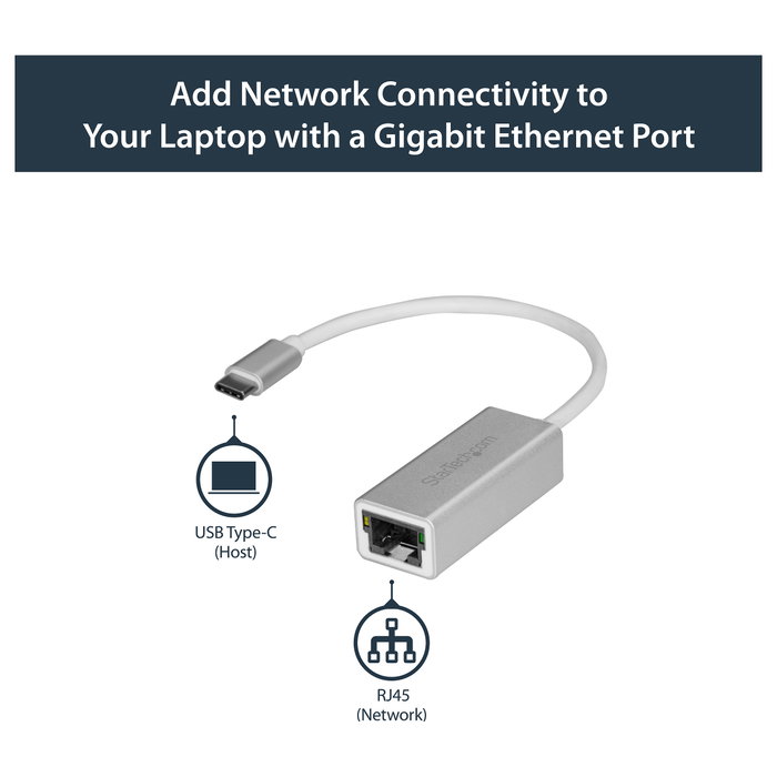 StarTech Adaptador de red USB-C a Gigabit - Plata