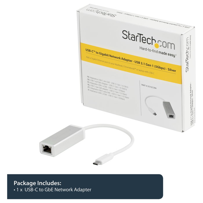 StarTech Adaptador de red USB-C a Gigabit - Plata