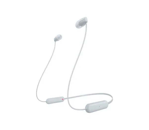 Sony WI-C100 Auriculares Inalámbricos Intrauditivos Bluetooth con Micrófono, Batería 25h, Resistencia IPX4 al Agua y Sudor, Color Blanco