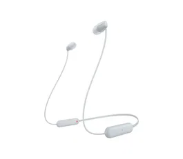 Sony WI-C100 Auriculares Inalámbricos Intrauditivos Bluetooth con Micrófono, Batería 25h, Resistencia IPX4 al Agua y Sudor, Color Blanco