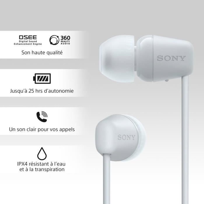 Sony WI-C100 Auriculares Inalámbricos Intrauditivos Blancos