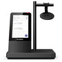 Yealink WH66 Auriculares Diadema Inalámbricos DECT para Microsoft Teams, Doble Micrófono Boom, Bluetooth 4.2, Base con Pantalla Táctil, 14h Batería, Negro