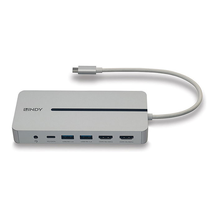 LINDY DST-Mx Duo Docking Station USB-C para Laptop/Macbook, 4K, 2x HDMI 1.4, Ethernet, 3x USB 3.2, Audio 3.5 mm, Alimentación, Plata/Blanco LINDY DST-Mx Duo Docking Station USB-C para Laptop/Macbook, 4K, 2x HDMI 1.4, Ethernet, 3x USB 3.2, Audio 3.5 mm, Alimentación, Plata/Blanco