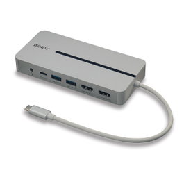 LINDY Lindy 43360 DST-Mx Duo Docking Station USB Type-C Plata, Blanco
