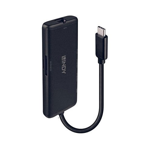 LINDY DST-Mini Dock USB-C 4K Mini 43358, Dock Mini Portátil USB 3.2 Gen 1 Type-C con Puerto HDMI 2.0, Ethernet Gigabit, 100W USB PD y Lector de Tarjetas, Color Negro LINDY DST-Mini Dock USB-C 4K Mini 43358, Dock Mini Portátil USB 3.2 Gen 1 Type-C con Puerto HDMI 2.0, Ethernet Gigabit, 100W USB PD y Lector de Tarjetas, Color Negro