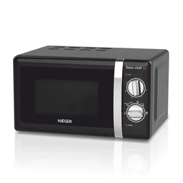 Haeger MW-70B.007A Microondas Encimera 20 Litros, 700 W, Negro, Solo Microondas con Función Descongelar, Plato Giratorio y 6 Niveles de Potencia