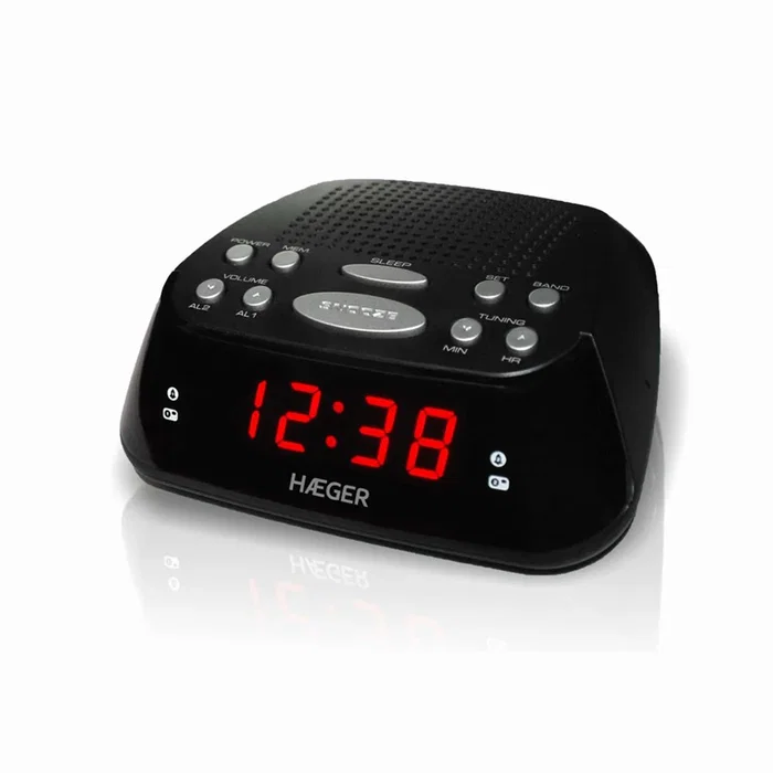 Haeger RA-06B.005B Despertador Digital Negro con Radio AM/FM, Pantalla LED, Función Snooze