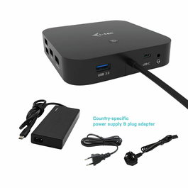 I-tec Dock USB-C HDMI DP con Carga 100W PD 100W Accs 2x LCD + Charger-C77W