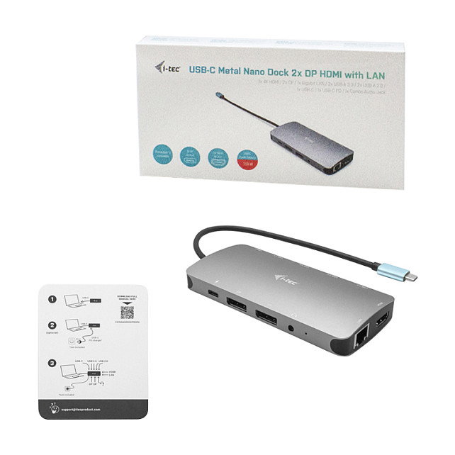 I-tec Nano Docking Station USB-C, Replicador de Puertos con 3x Monitores (HDMI, 2x DisplayPort), 100W Power Delivery, USB 3.0, USB 2.0, LAN, Audio I-tec Nano Docking Station USB-C, Replicador de Puertos con 3x Monitores (HDMI, 2x DisplayPort), 100W Power Delivery, USB 3.0, USB 2.0, LAN, Audio