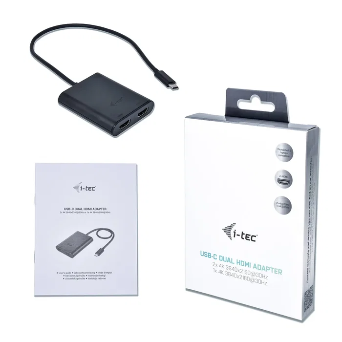 I-tec Adaptador USB-C a 2x HDMI 4K C31DUAL4KHDMI Negro