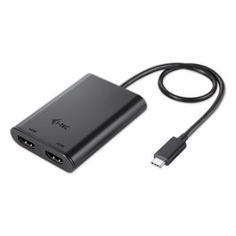 i-tec C31DUAL4KHDMI Adaptador Gráfico USB-C a 2x HDMI 4K UHD 3840x2160px para Portátil, Tableta, PC, Windows, macOS, Linux, Android - Negro