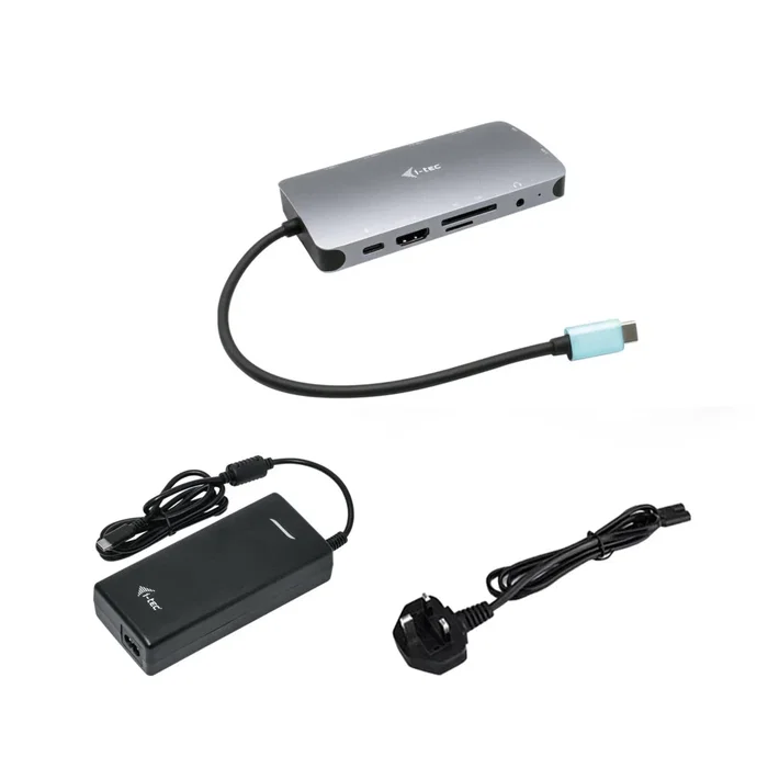 i-tec C31NANOVGA112W Base Portátil Docking Station USB-C con 100W PD, HDMI, VGA, LAN Gigabit, 3x USB 3.0, Lector SD, Audio - Plata