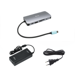 I-tec Nano Dock I - Base de Acoplamiento USB-C de Aluminio con HDMI, VGA, 3x USB 3.0, Ethernet Gigabit, Audio y Carga 100W para Portátil