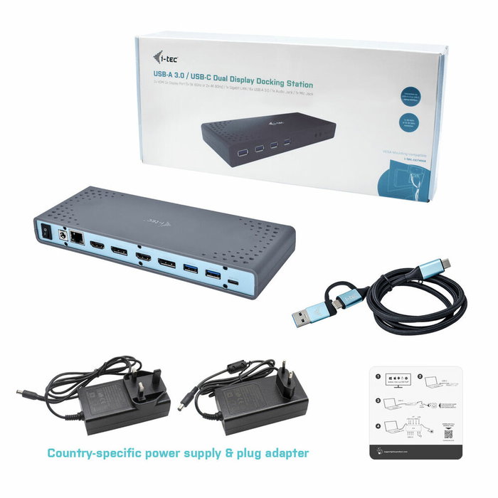 I-Tec CADUAL4KDOCK Dual Display Docking Station USB 3.0/USB-C 5K