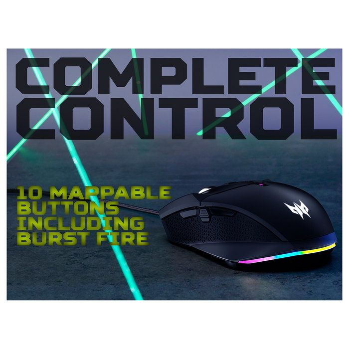 Acer Predator Cestus 335 Ratón Gaming Ambidiestro Óptico 19000 DPI 10 Botones Programables Negro para Juegos PC Windows Acer Predator Cestus 335 Ratón Gaming Ambidiestro Óptico 19000 DPI 10 Botones Programables Negro para Juegos PC Windows