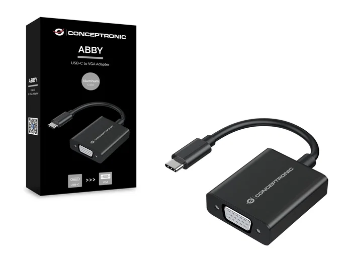 Conceptronic ABBY05B Adaptador USB-C a VGA 1080p (1920x1080) 60Hz, Cable 0.15m, Negro
