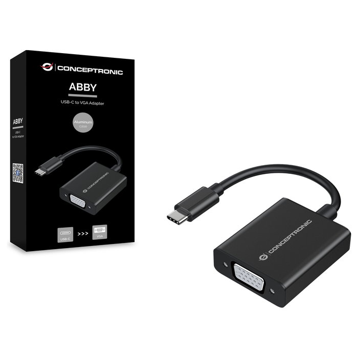 Conceptronic Adaptador USB-C a VGA 1080p 60Hz ABBY05B Negro