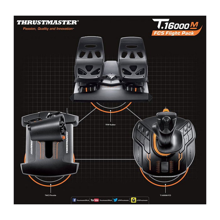 Thrustmaster T.16000M FCS Flight Pack Kit de Vuelo con Palanca de Mando, Pedales y Palanca de Aceleración para PC y MAC (PC)